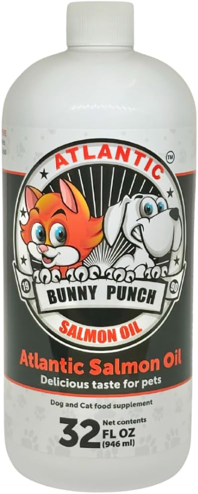 32 oz Salmon Oil for Dogs & Cat's, 100% Pure Atlantic Salmon Oil, Supplemental Fish Oil for Healthy Dog's Coats, Omega 3 Dog Fish Oil Liquid for Coats and Itchy Dry Skin, Helps with HIPS & Joints.
