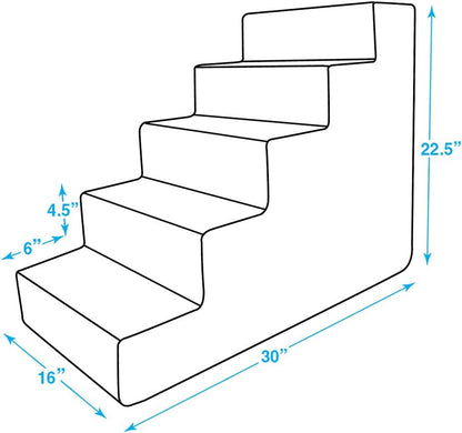 Best Pet Supplies Dog Stairs for Small Dogs & Cats, Foam Pet Steps Portable Ramp for Couch Sofa and High Bed Non-Slip Balanced Indoor Step Support, Paw Safe No Assembly - Gray Lattice Print, 5-Step