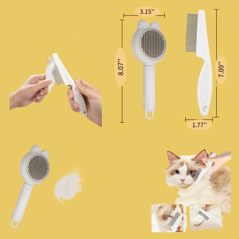 4 Pack stainless steel flea comb for cats and dogs - pet hair remover brush, grooming combs & tear stain remover for pets and owners