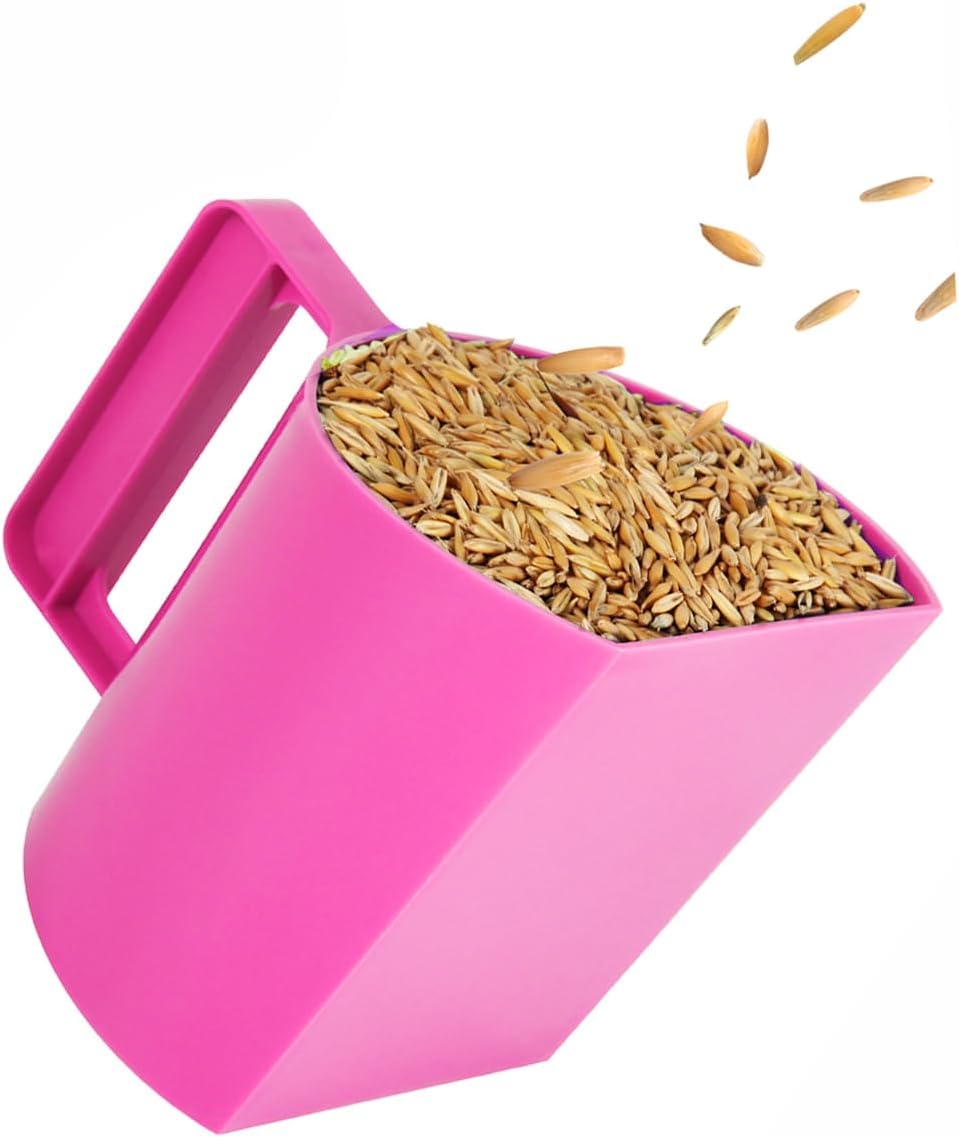 Feed Scoop - Grain Scoop for Horse,Heavy Duty Plastic Large Food Scoop for Large Dogs Livestock 1.8 Quart/7.2Cups Pink