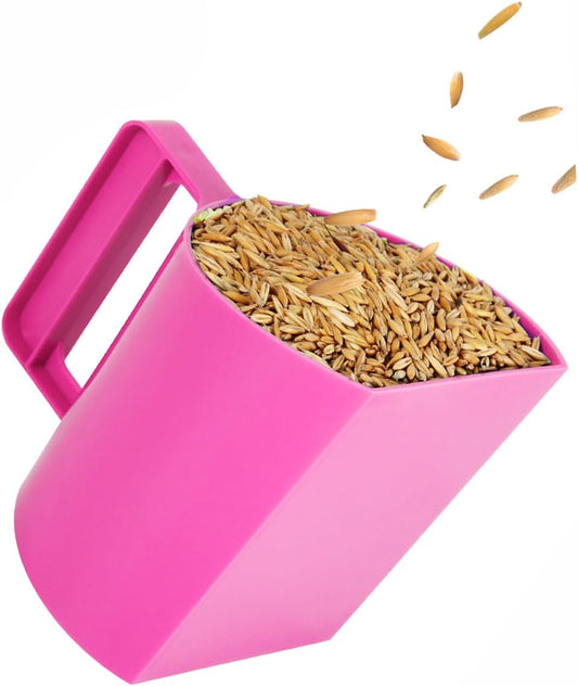 Feed Scoop - Grain Scoop for Horse,Heavy Duty Plastic Large Food Scoop for Large Dogs Livestock 1.8 Quart/7.2Cups Pink