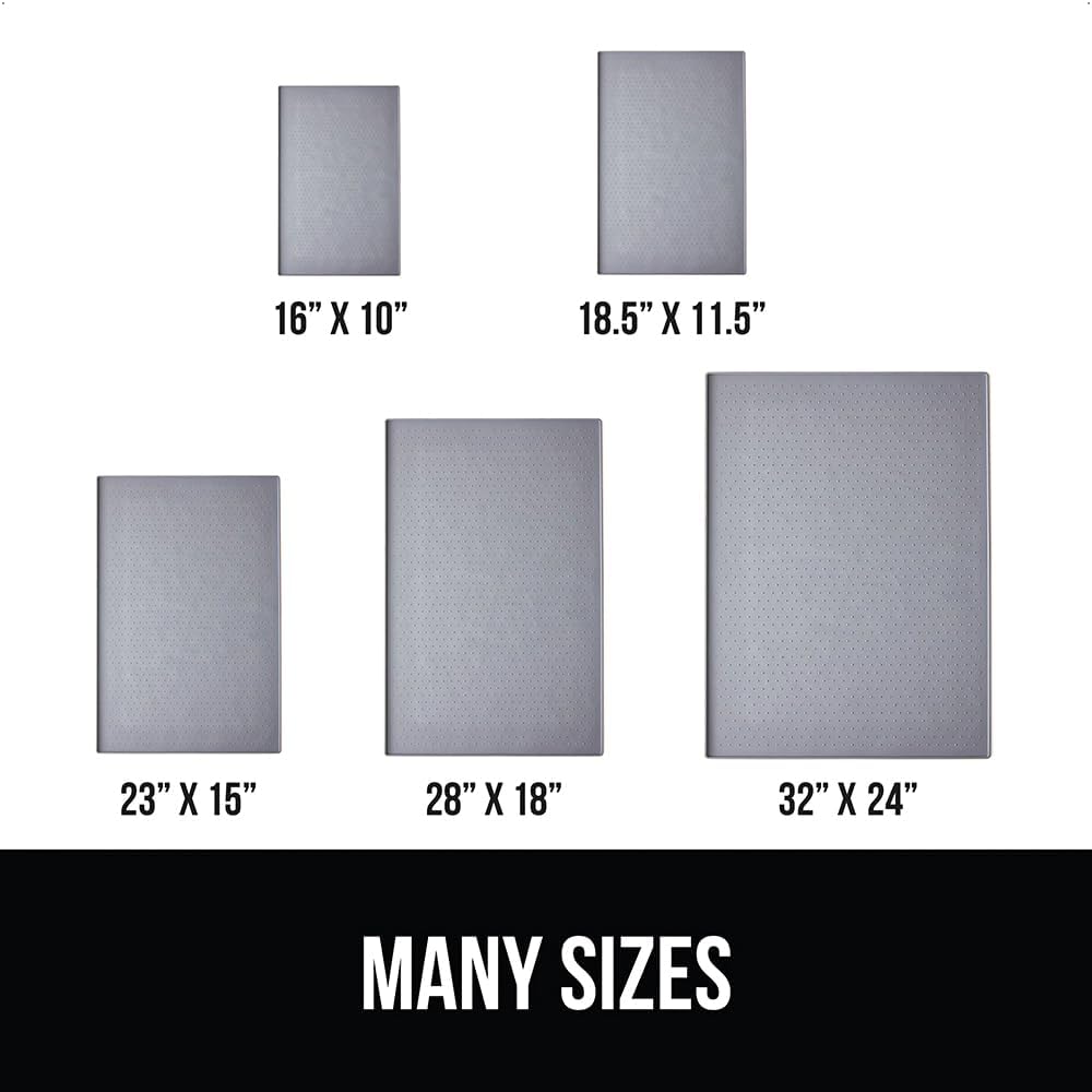 GORILLA GRIP 100% Waterproof Raised Edge BPA Free Silicone Pet Feeding Mat, Dog Cat Food Mats Contain Spills Protects Floors, Placemats for Cats and Dogs Water Bowl, Pets Accessories 16x10, Gray