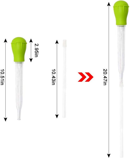 SLSON Aquarium Coral Feeder Waste Cleaner for Fish Tank Maintenance Long Pipette Suction Dropper Tool Acrylic Water Transfer Waste Remover Fish Feeder (20.4 inches)