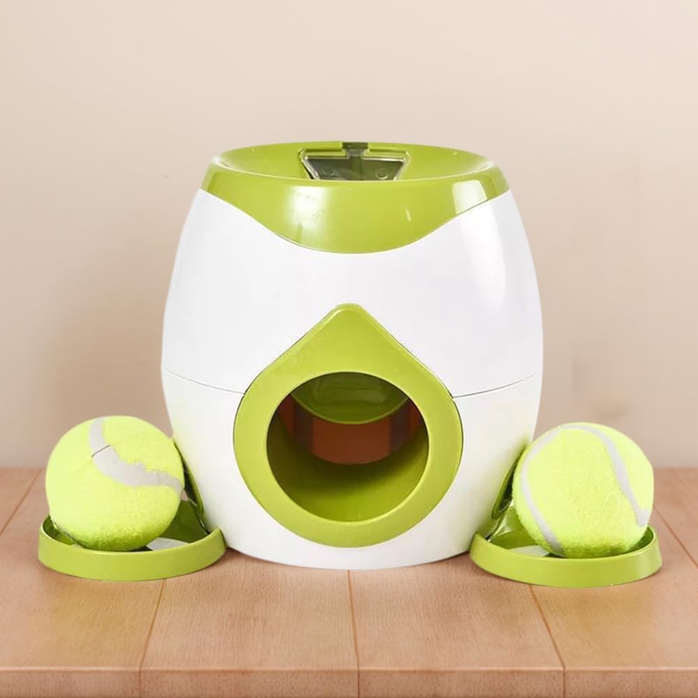 Automatic Dog Ball Launcher Dog Tennis Food Reward Machine Interactive Dogs Ball Thrower Slow Feeder for Small and Medium Dogs (Green)