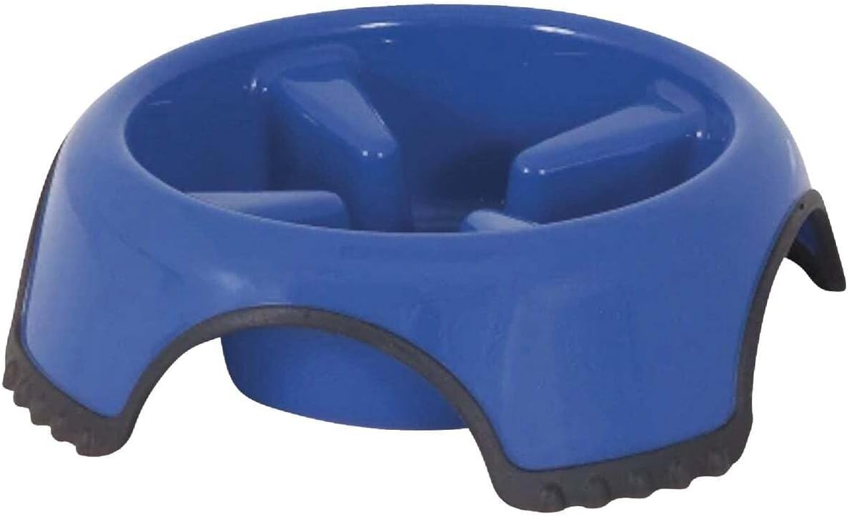 Petmate JW Skid Stop Slow Feed Bowl, Blue, Large (23496)