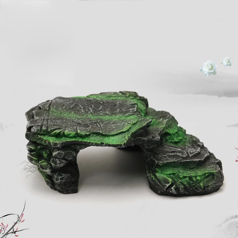 Resin Reptile Rock Hideout Cave Shelter – Durable Eco Friendly Hiding Place with Natural Stone Texture for Lizard Habitat Setup, Terrarium Decor and All Season Enclosure Use (Black)