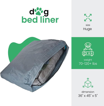 Molly Mutt Water-Resistant Dog Bed Liner, Polyester Bed Liner for Dogs, Easy to Clean, Gray, Huge, 36”x 45”x 4.75”