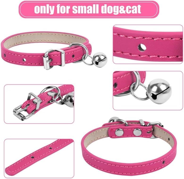 XXS Teacup Dog Collar - Light Blue & Pink, 3/8 inch Width for Small Dogs & Cats