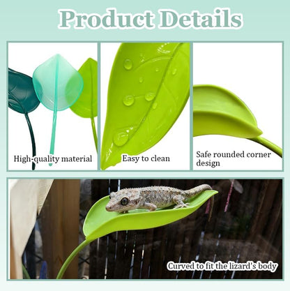 Crested Gecko Tank Accessories 3 PCS Wall Climbing Gecko Toy Reptile Leaf Habitat Decor for Tree Frogs