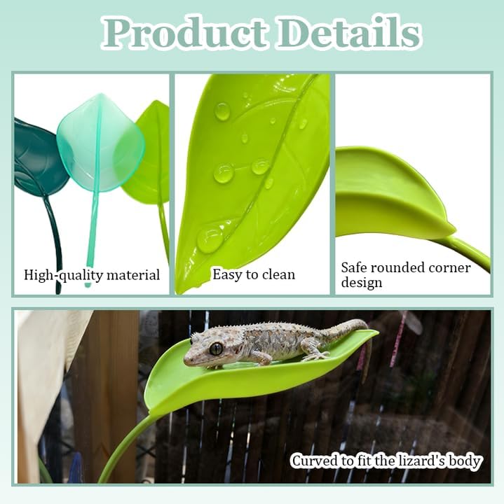 Crested Gecko Tank Accessories 3 PCS Wall Climbing Gecko Toy Reptile Leaf Habitat Decor for Tree Frogs