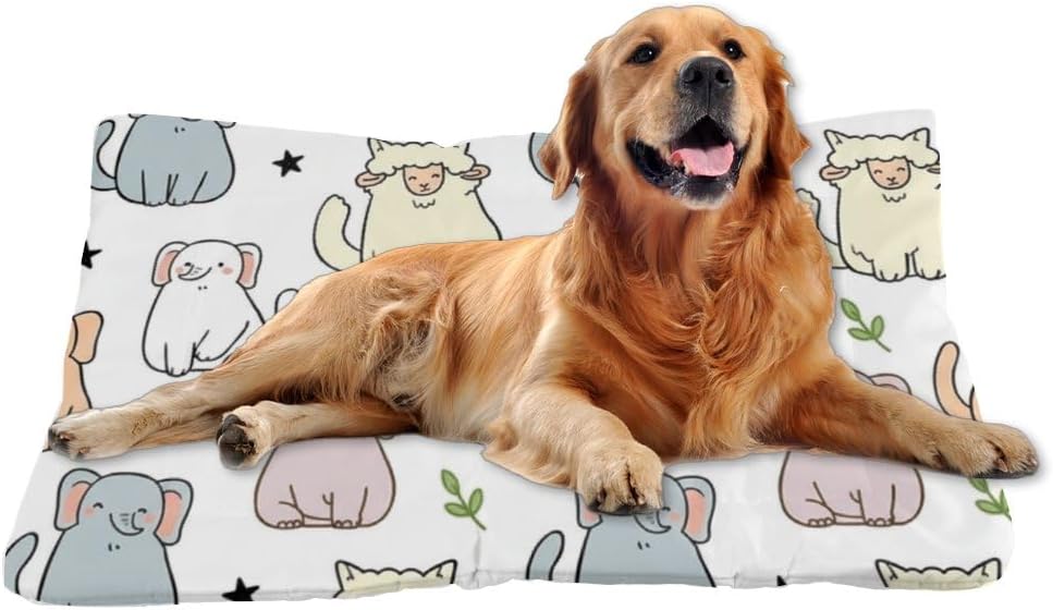 Breathable Cat Beds with Anti-Slip Bottom, Cute Cats Cat Cushion Chew Proof Dog Crate Pad Dog Beds for Cars Cozy Mattress for Indoor& Outdoor Sofa Cars, Machine Washable 24 X 36 Inch