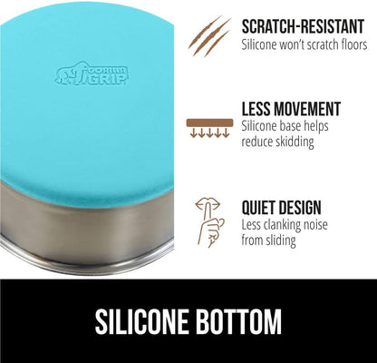 GORILLA GRIP Stainless Steel Dog Bowls, 1Cup, Turquoise and Slow Feeder, 1Cup, Turquoise Bundle