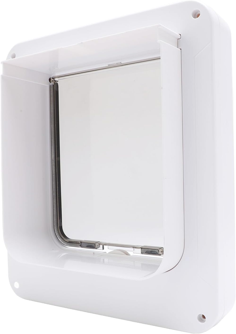 Smart Dog Door, Auto Sensing Pet Door Weatherproof 210mAh Battery for Home (White + Remote Control)