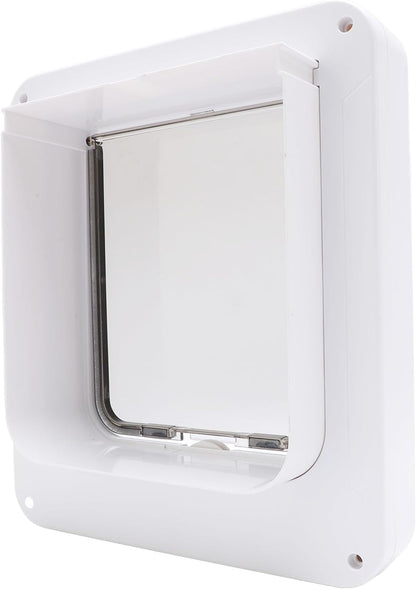 Smart Dog Door, Auto Sensing Pet Door Weatherproof 210mAh Battery for Home (White + Remote Control)