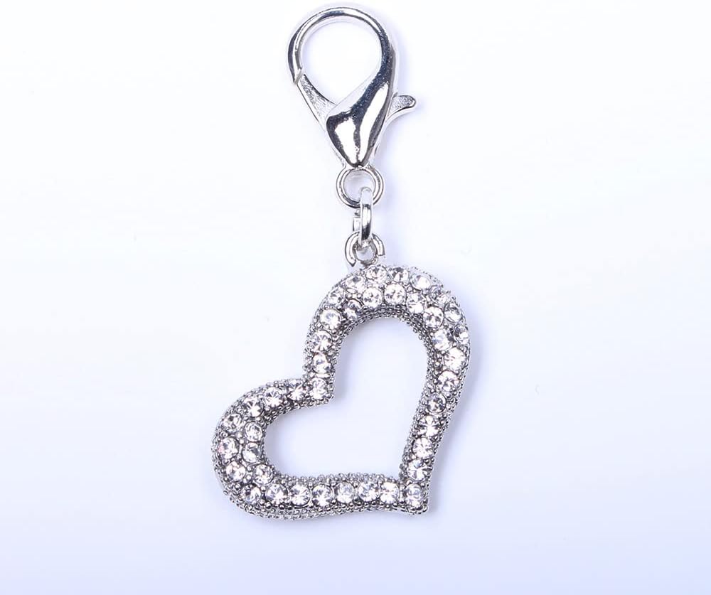 Bling Rhinestones Heart Charm Pendant Jewelry for Pet Dog Cat Puppy Necklace Collar Accessory