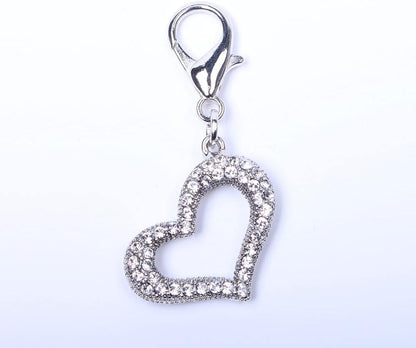 Bling Rhinestones Heart Charm Pendant Jewelry for Pet Dog Cat Puppy Necklace Collar Accessory