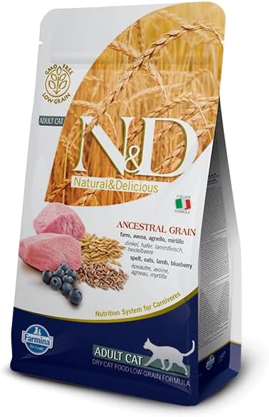 Farmina Natural And Delicious Lamb And Blueberry Low-Grain Formula Dry Cat Food