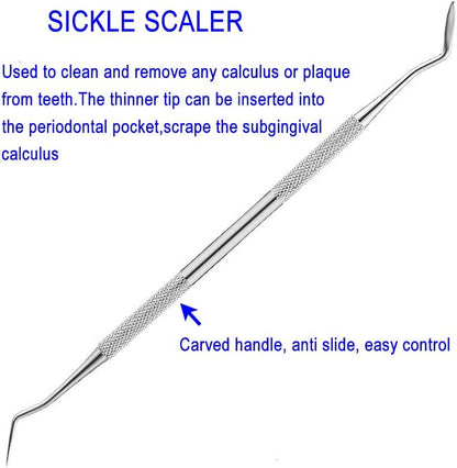 Pet Dog Cat Teeth Tartar Plaque Remover Stainless Steel Double Headed Scaler Scraper Dental Tooth Cleaning Tools Oral Care Hygiene Set(3 Pieces Different Shape Silver)