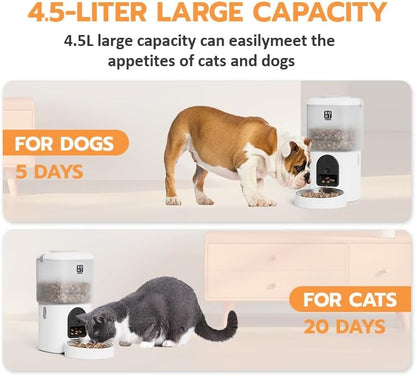 Automatic Cat Feeder with Camera 1080P HD Video 2.4G&5G WiFi Cat Water Fountain with Moving Water Feature Timed Auto Feeder with APP Control,Multiple Cats, Detachable for Easy Clean