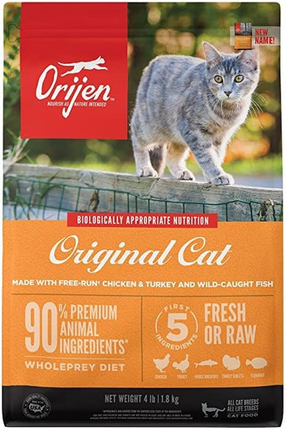 Orijen 2 Pack of Cat & Kitten Grain-Free Dry Food, 4 Pounds Each, Made in The USA
