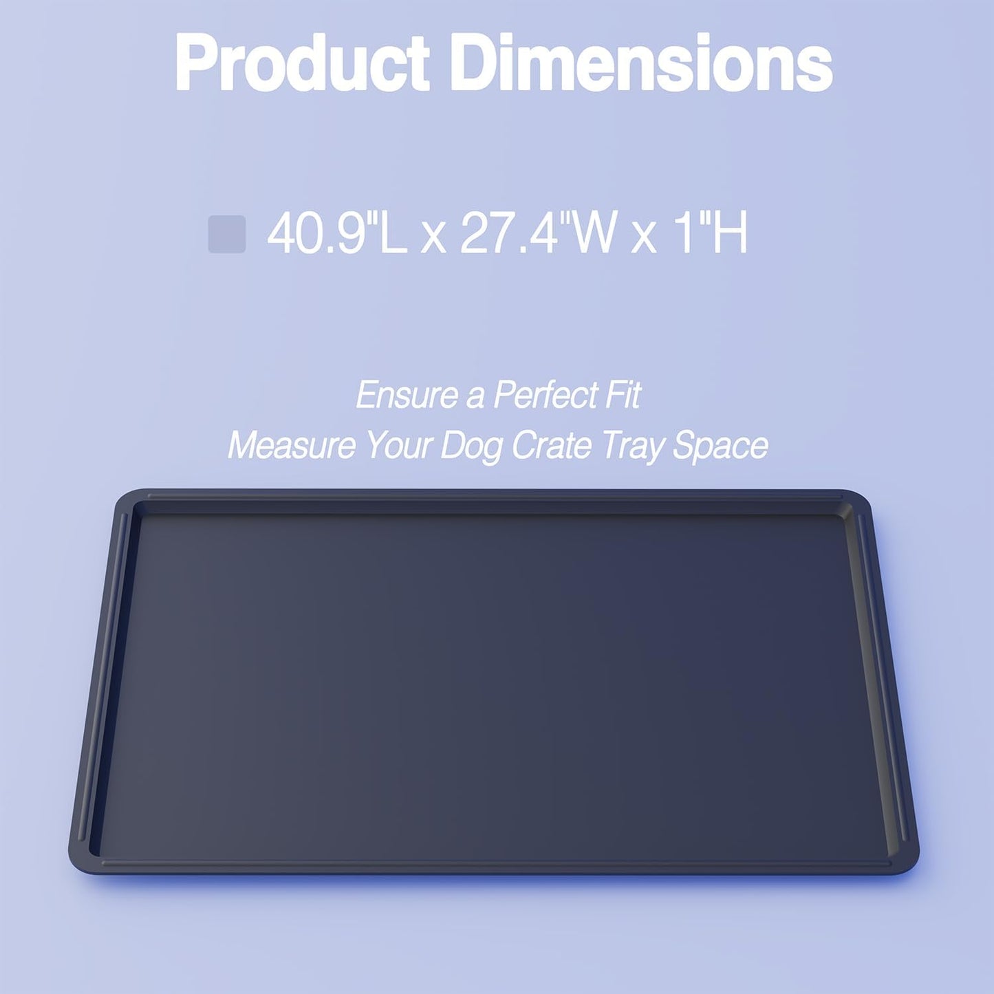 Durable Dog Kennel Tray ChewProof Replacement 41" - Easy Clean Super Composite Pan for Metal Cage - Tough Floor Liner for Pet Kennel Crates