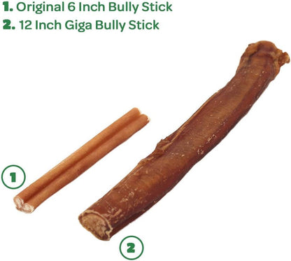 GigaBite 12" Giga Bully Sticks (Pack of 8) - All Natural, Free Range Beef Pizzle Dog Treat - by Best Pet Supplies