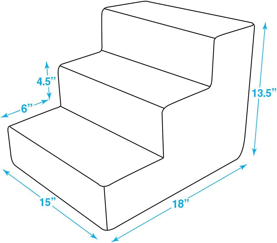 Best Pet Supplies 3-Step Pet Stairs, 18 by 15 by 13-Inch, Dark Brown Suede