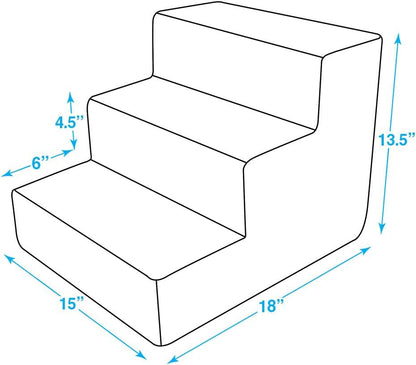 Best Pet Supplies 3-Step Pet Stairs, 18 by 15 by 13-Inch, Dark Brown Suede