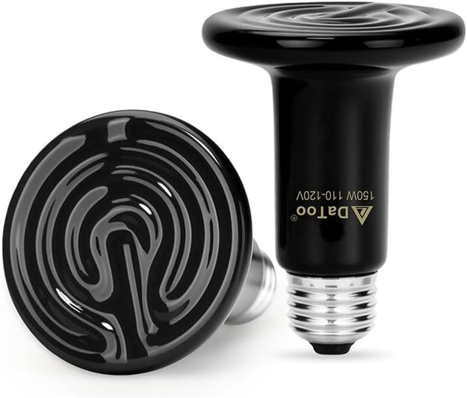 Ceramic Reptile Heat Lamp 150W Ceramic Heat Emitter E26 No Light Night Heat Bulb for Reptile Terrarium Tank Lizards Snakes Hedgehogs Turtles Cats Dogs Chicken（2 Pack）