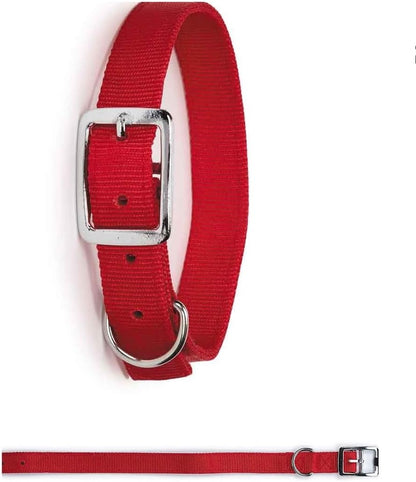 Bright Red Dog Collars Double Thick Nylon Strong Metal Buckle Heavy Duty (13 to 16 Inch)