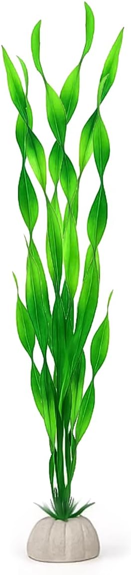 D & K Exclusives Artificial Aquarium Plants, 10 Pack 8.5 inch Plastic Fish Tank Decorations, Colorful Aquascape Decor for Freshwater, Tropical Tanks (Green Seaweed Plant)