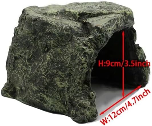 Resin Reptile Hide Cave with Rock Texture Design – Durable Habitat Shelter Decor for Terrarium Use, Natural Hideout Structure for Lizards Spiders Turtles Crabs and Reptile Enclosure Management