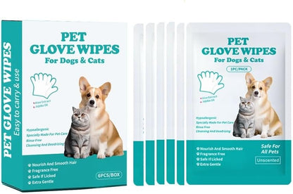 Pet Grooming Glove Wipes 20pcs,Disposable Cleaning Gloves for Dog Bath, Unscented, Pet Deodorant Bath Gloves, No-Rinse, Remove Odor, Extra Large, Thickened Wipes for Dog Cat Daily Care, Traveling