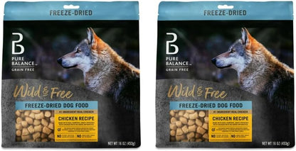 2 Packs of Pure Balance Wild & Free Freeze-Dried Dog Food, Chicken Recipe, 16 oz (1 lb)