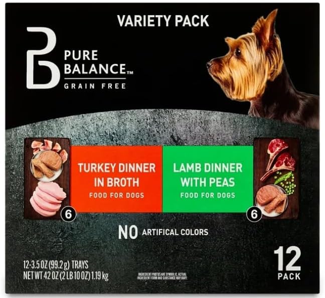 Pure Balance Grain-Free Wet Dog Food Variety Pack, 3.5 oz Trays, 12 Count