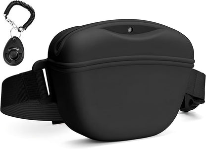 Dog Treat Pouch with Training Clicker, No-Spill Magnetic Closure, Hands-Free Waist Belt for Pet Training, Dog Walking & Obedience, 1.67-Cup