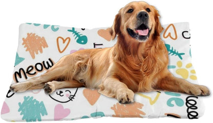 Comfortable Cat Beds with Anti-Slip Bottom, Cute Cats Puppy Supplies Chew Proof Crate Pad Orthopedic Dog Bed Comfy Dog Mattress for Indoor& Outdoor Sofa Cars, Machine Washable 24 X 18 Inch
