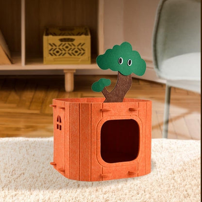 Rabbit Hideout,Felt Cloth Bunny Bed,Tree Stump Theme Guinea Pig Hideout and Bed,Small Animal Hideaway House,Rabbits Hiding Hut for Ferret Chinchilla Hedgehog