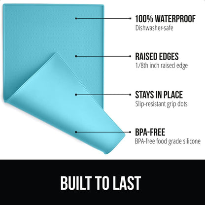 Gorilla Grip Silicone Pet Feeding Mat and Dog and Cat Lick Mat 2 Pack, 18.5x11.5 in Dog Cat Food Mat Contains Spills Turquoise, Interactive Activity Toy Licking Pad 1 Turquoise 1 Pink, 2 Item Bundle