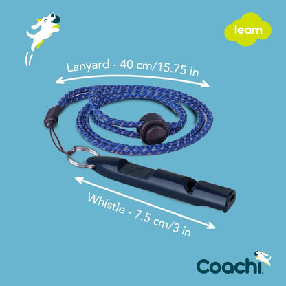 Coachi Training Whistle, Ideal for Obedience and Recall Training, Strong Clear Sound, Lightweight Polymer Material and Compact, Adjustable Reflective Lanyard, Suitable for Puppy & Dog Training (Navy)