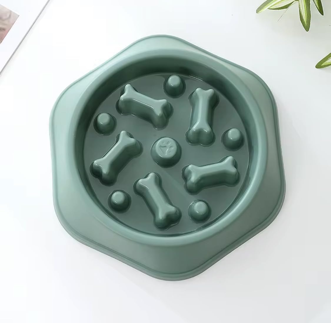 Slow Feeder Anti Gulp Easy Digestion Feeder Bowl (Light Green, Medium)