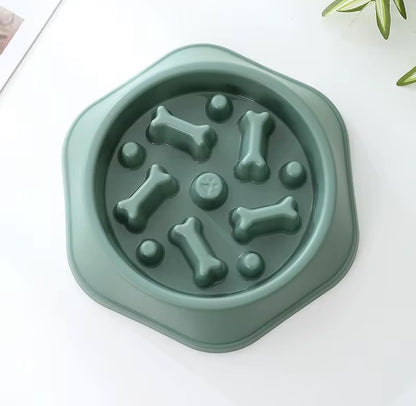 Slow Feeder Anti Gulp Easy Digestion Feeder Bowl (Light Green, Medium)