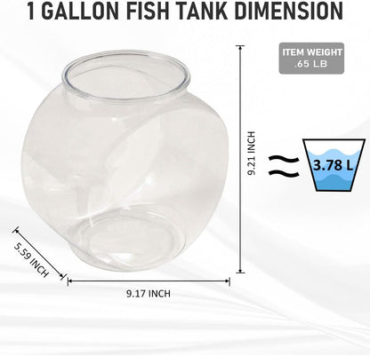 Koller Products 1-Gallon Fish Bowl, Impact-Resistant Plastic