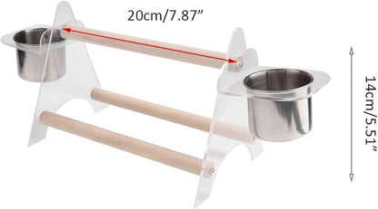 Multipurpose Pet Bird Parrot Stand Platform, Durable Wooden and Plastic Birdcage with Feeder, Non - Eco - Friendly Design for Small and Medium Birds, Includes Two Cups and Sc