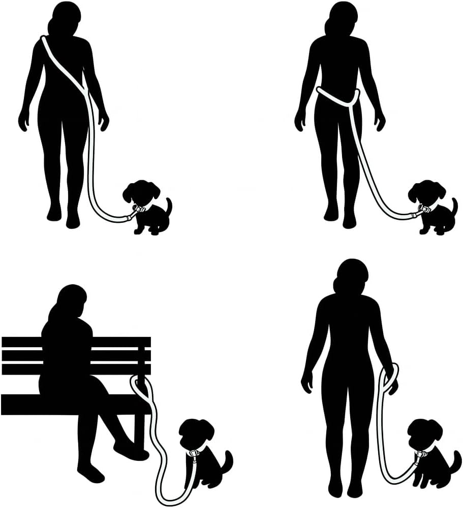 Dog Rope Leash + Crossbody Treat Bag with Poop Bag Dispenser - 44 LBS /6FT Medium Size Leash - Purple Daisy Dream