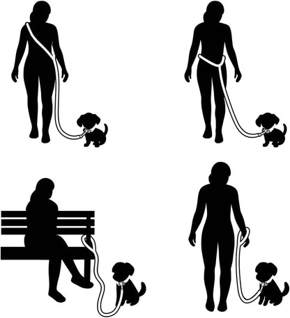 Dog Rope Leash + Crossbody Treat Bag with Poop Bag Dispenser - 44 LBS /6FT Medium Size Leash - Purple Daisy Dream