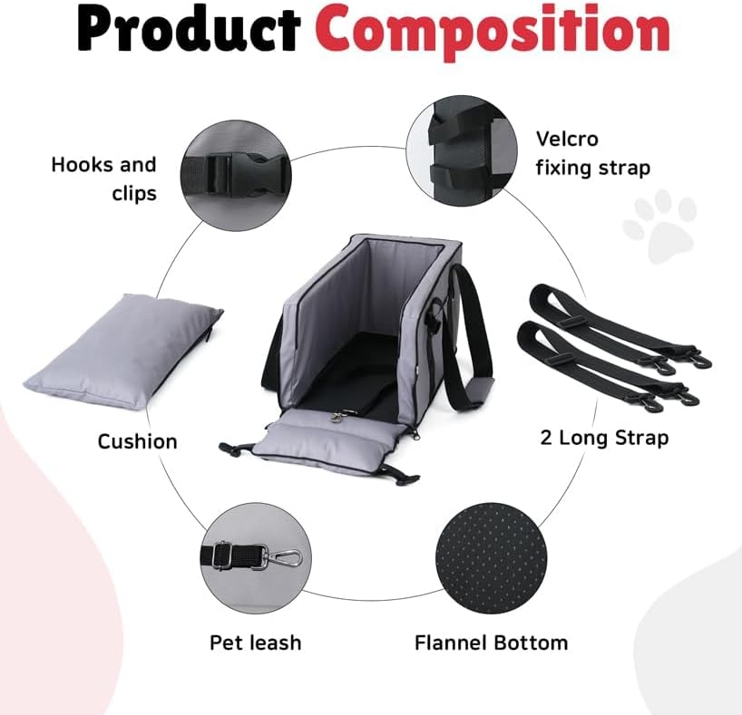 Center Console Car Seat for Small Dogs and Cats up to 11 lbs - Armrest Pet car seat, Waterproof Cat and Dog Booster Seat and Bed for Car, Essential Travel Carrier for Cats and Dogs