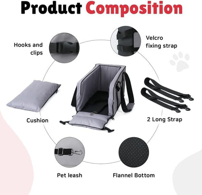 Center Console Car Seat for Small Dogs and Cats up to 11 lbs - Armrest Pet car seat, Waterproof Cat and Dog Booster Seat and Bed for Car, Essential Travel Carrier for Cats and Dogs