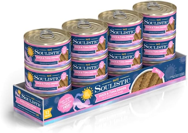 Soulistic Pate Duck & Tuna Dinner in a Hydrating Puree Wet Cat Food, 2.8 oz., Case of 12
