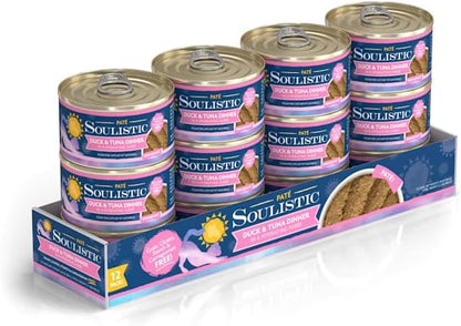 Soulistic Pate Duck & Tuna Dinner in a Hydrating Puree Wet Cat Food, 2.8 oz., Case of 12